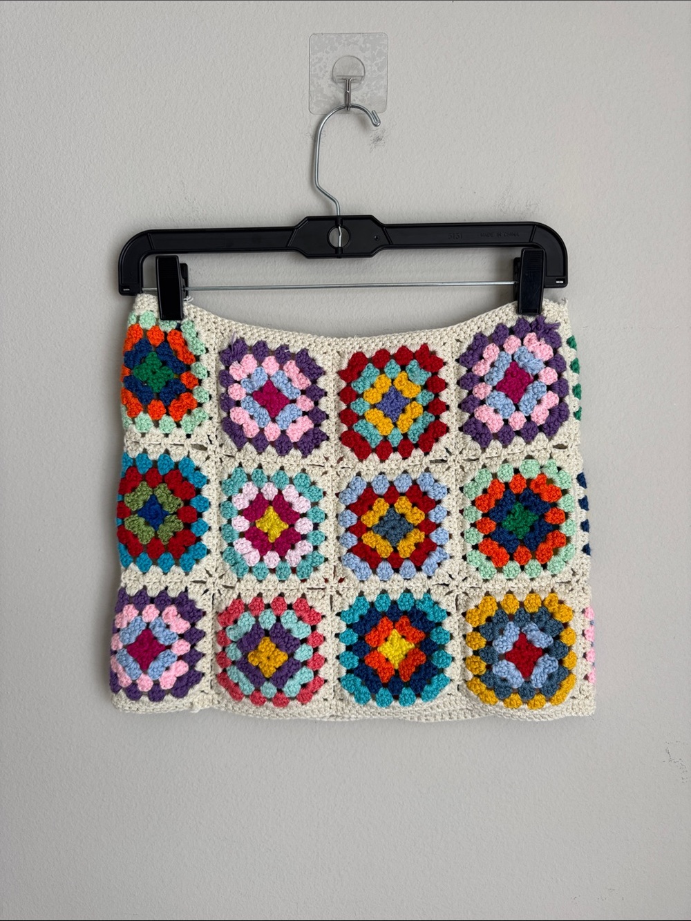 Handmade Crochet Granny Square Beach Mini Skirt Boho Festival Cover Up size S/M - Picture 5 of 9